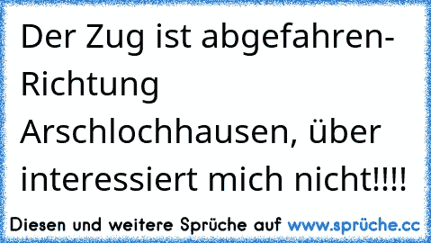 Der Zug ist abgefahren- Richtung Arschlochhausen, über interessiert mich nicht!!!!