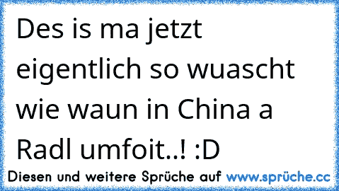 Des is ma jetzt eigentlich so wuascht wie waun in China a Radl umfoit..! :D