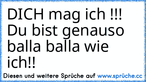 DICH mag ich !!! Du bist genauso balla balla wie ich!!