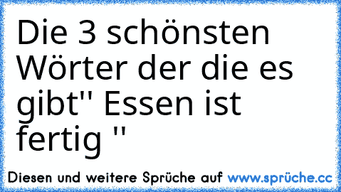 Die 3 schönsten Wörter der die es gibt
'' Essen ist fertig '' ♥