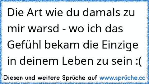 Die Art wie du damals zu mir warsd - wo ich das Gefühl bekam die Einzige in deinem Leben zu sein ♥:(