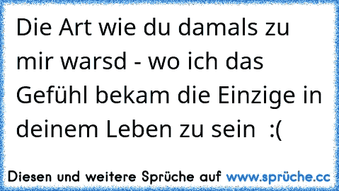 Die Art wie du damals zu mir warsd - wo ich das Gefühl bekam die Einzige in deinem Leben zu sein ♥ :(