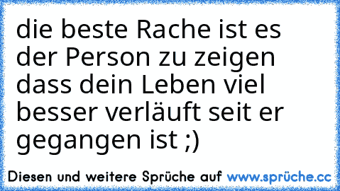 die beste Rache ist es der Person zu zeigen dass dein Leben viel besser verläuft seit er gegangen ist ;)