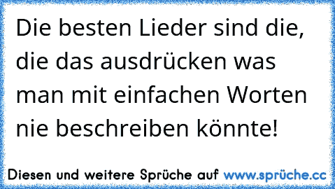 Die besten Lieder sind die, die das ausdrücken was man mit einfachen Worten nie beschreiben könnte!  ♥