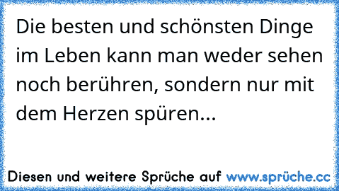 Die besten und schönsten Dinge im Leben kann man weder sehen noch berühren, sondern nur mit dem Herzen spüren... ♥