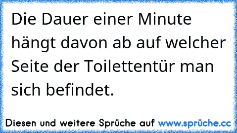 Die Dauer einer Minute hängt davon ab auf welcher Seite der Toilettentür man sich befindet.