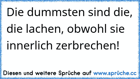 Die dummsten sind die, die lachen, obwohl sie innerlich zerbrechen!