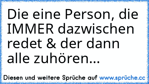 Die eine Person, die IMMER dazwischen redet & der dann alle zuhören...