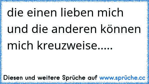 die einen lieben mich und die anderen können mich kreuzweise.....