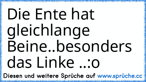 Die Ente hat gleichlange Beine..
besonders das Linke ..
:o