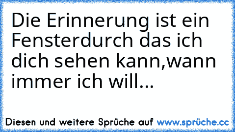 Die Erinnerung ist ein Fenster
durch das ich dich sehen kann,
wann immer ich will...