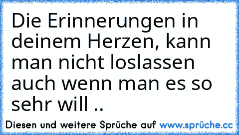 Die Erinnerungen in deinem Herzen, kann man nicht loslassen auch wenn man es so sehr will ..