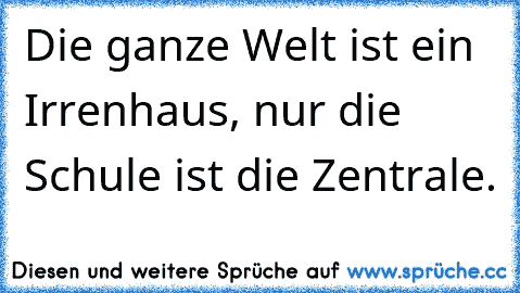 Die ganze Welt ist ein Irrenhaus, nur die Schule ist die Zentrale.