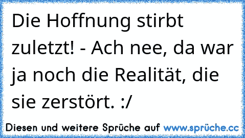 Die Hoffnung stirbt zuletzt! - Ach nee, da war ja noch die Realität, die sie zerstört. :/