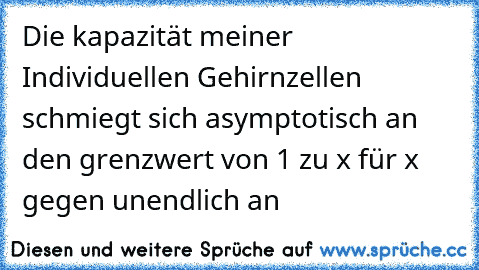 Die kapazität meiner Individuellen Gehirnzellen schmiegt sich asymptotisch an den grenzwert von 1 zu x für x gegen unendlich an