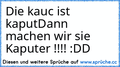 Die kauc ist kaput
Dann machen wir sie Kaputer !!!! :DD