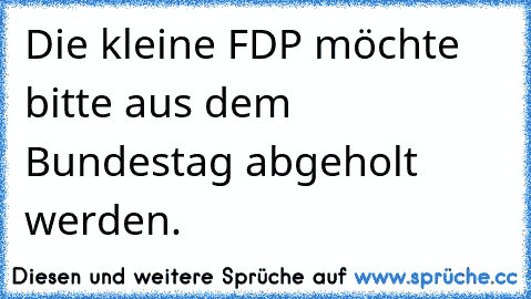 Die kleine FDP möchte bitte aus dem Bundestag abgeholt werden.