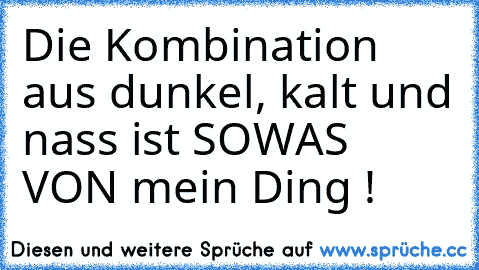 Die Kombination aus dunkel, kalt und nass ist SOWAS VON mein Ding !