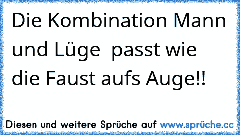 Die Kombination Mann und Lüge  passt wie die Faust auf´s Auge!!