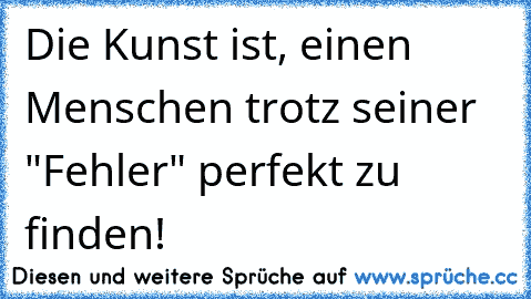 Die Kunst ist, einen Menschen trotz seiner﻿ "Fehler" perfekt zu finden!