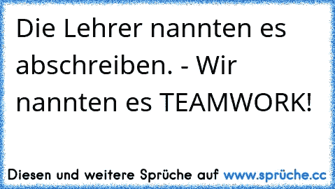 Die Lehrer nannten es abschreiben. - Wir nannten es TEAMWORK!