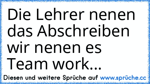 Die Lehrer nenen das Abschreiben wir nenen es Team work...