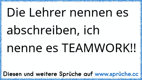 Die Lehrer nennen es abschreiben, ich nenne es TEAMWORK!!