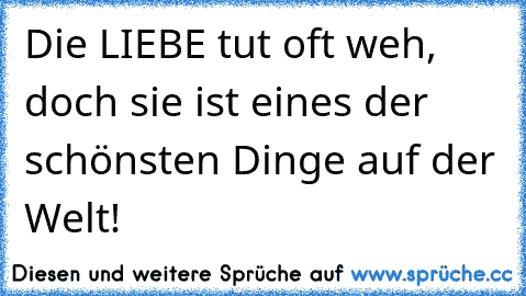 Die LIEBE tut oft weh, doch sie ist eines der schönsten Dinge auf der Welt!