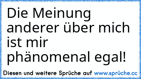 Die Meinung anderer über mich ist mir phänomenal egal!