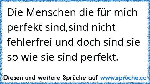 Die Menschen die für mich perfekt sind,sind nicht fehlerfrei und doch sind sie so wie sie sind perfekt.