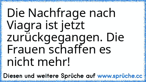 Die Nachfrage nach Viagra ist jetzt zurückgegangen. Die Frauen schaffen es nicht mehr!