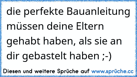 die perfekte Bauanleitung müssen deine Eltern gehabt haben, als sie an dir gebastelt haben ;-)