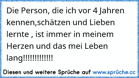 Die Person, die ich vor 4 Jahren kennen,schätzen und Lieben lernte , ist immer in meinem Herzen und das mei Leben lang!!!!!!!!!!!!! 