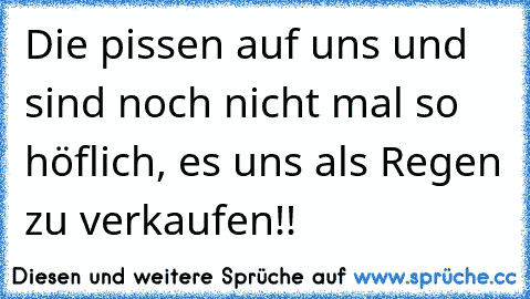 Die pissen auf uns und sind noch nicht mal so höflich, es uns als Regen zu verkaufen!!