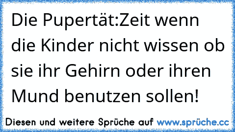 Die Pupertät:Zeit wenn die Kinder nicht wissen ob sie ihr Gehirn oder ihren Mund benutzen sollen!