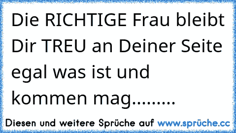 Die RICHTIGE Frau bleibt Dir TREU an Deiner Seite egal was ist und kommen mag.........