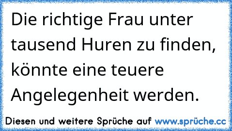 Die richtige Frau unter tausend Huren zu finden, könnte eine teuere Angelegenheit werden.