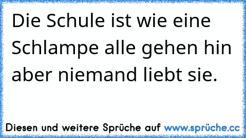 Die Schule ist wie eine Schlampe alle gehen hin aber niemand liebt sie.