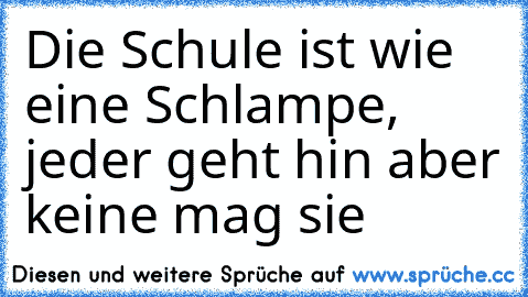 Die Schule ist wie eine Schlampe, jeder geht hin aber keine mag sie