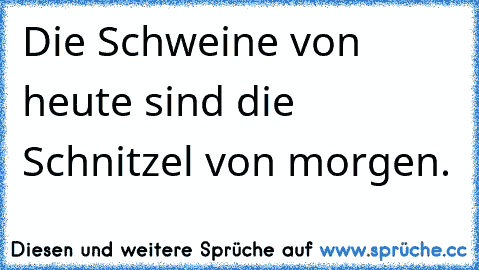 Die Schweine von heute sind die Schnitzel von morgen.