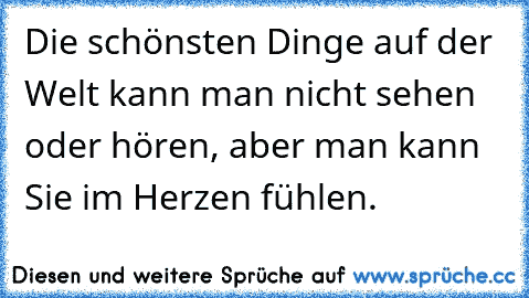 Die schönsten Dinge auf der Welt kann man nicht sehen oder hören, aber man kann Sie im Herzen fühlen.♥