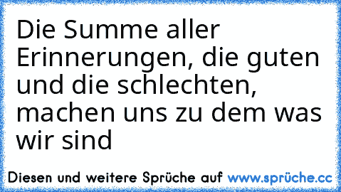 Die Summe aller Erinnerungen, die guten und die schlechten, machen uns zu dem was wir sind ♥