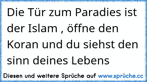 Die Tür zum Paradies ist der Islam , öffne den Koran und du siehst den sinn deines Lebens ♥