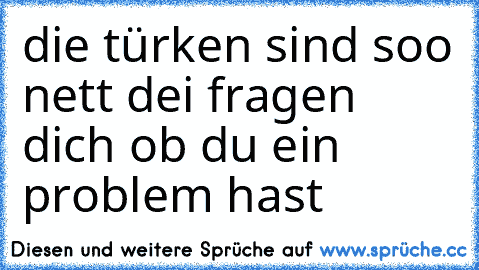 die türken sind soo nett dei fragen dich ob du ein problem hast