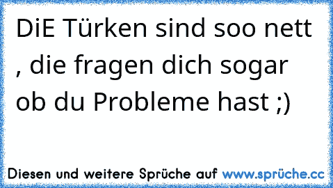 DiE Türken sind soo nett , die fragen dich sogar ob du Probleme hast ;)