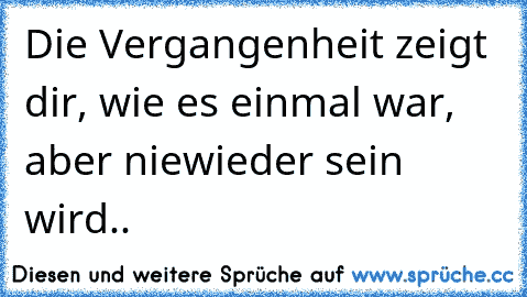 Die Vergangenheit zeigt dir, wie es einmal war, aber niewieder sein wird..