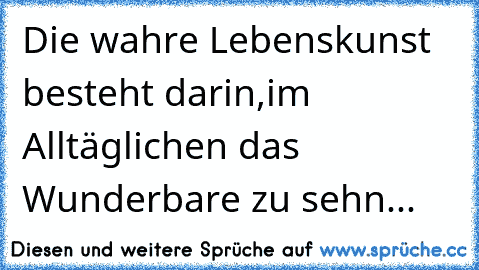 Die wahre Lebenskunst besteht darin,
im Alltäglichen das Wunderbare zu sehn...