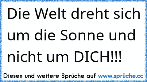 Die Welt dreht sich um die Sonne und nicht um DICH!!!