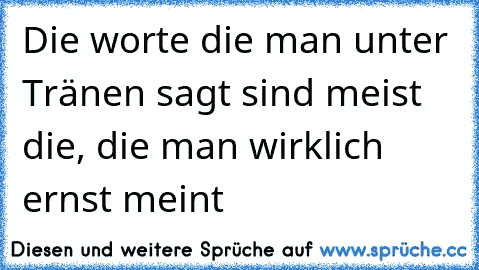 Die worte die man unter Tränen sagt sind meist die, die man wirklich ernst meint