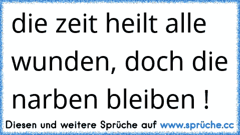 die zeit heilt alle wunden, doch die narben bleiben !